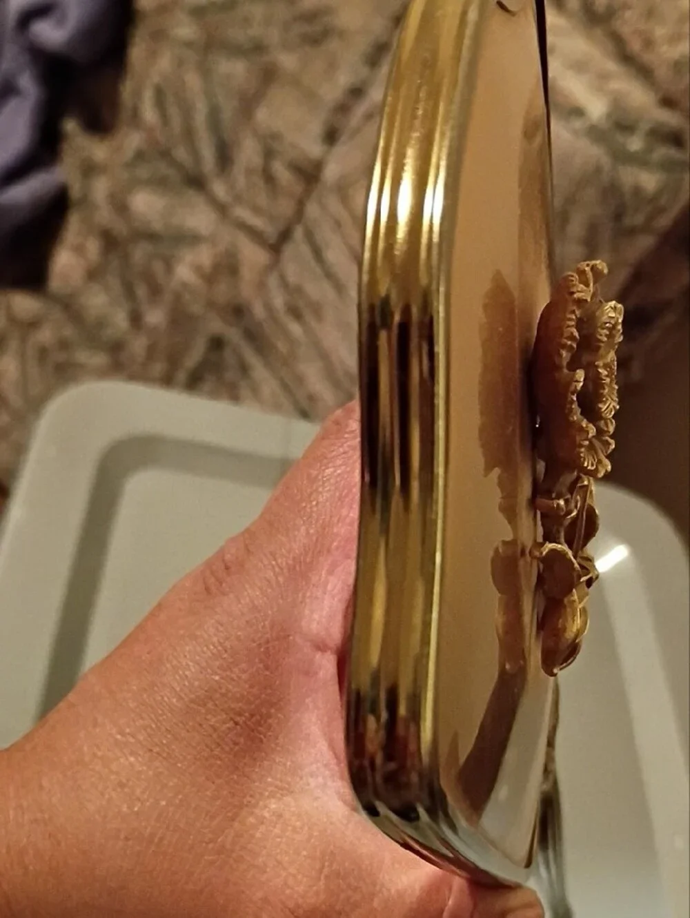 Gold Tone Handheld VINTAGE Vanity Mirror